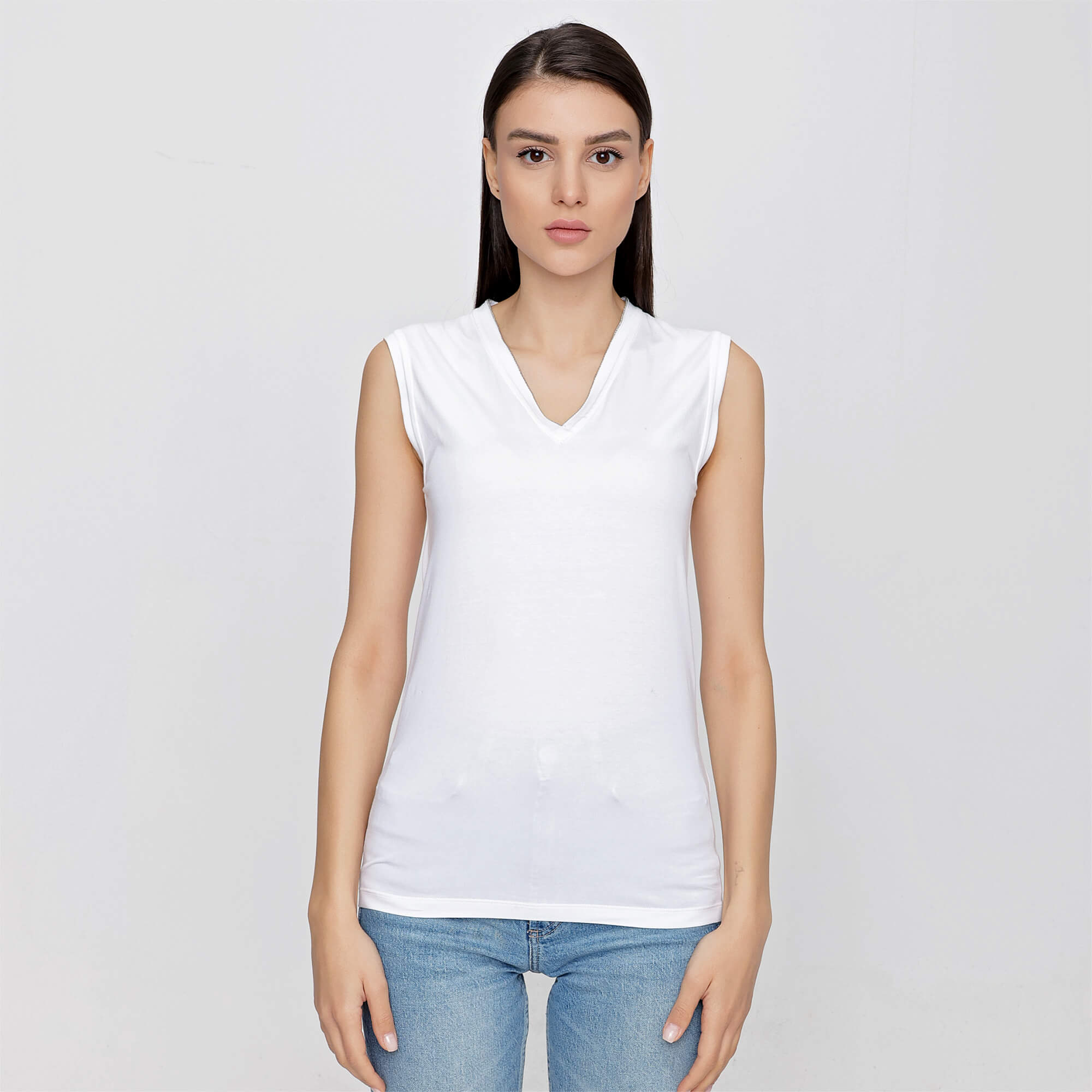 Brunello Cucinelli - Stone V Neck Sleeveless T-shirt